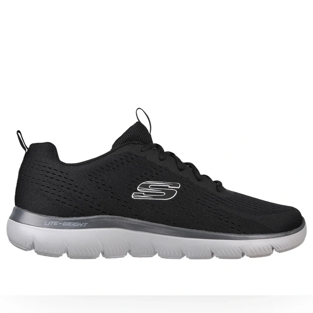 Skechers black charcoal gray mesh summits torre lace up sneakers - Picture 3 of 8
